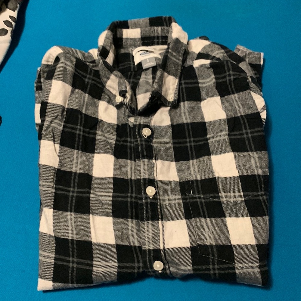 Black and white flannel button down